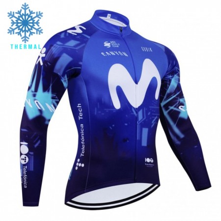 Maglia 2024 Movistar Team Manica Lunga Winter Invernale Blu